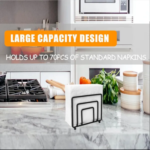 Metal_Wire_Napkin_Holder_Geometric_Design_Thickened_Wire_Construction_Raised_Bottom_Sandblasted_Finish
