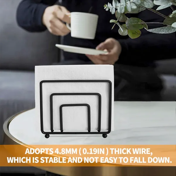 Metal_Wire_Napkin_Holder_Geometric_Design_Thickened_Wire_Construction_Raised_Bottom_Sandblasted_Finish