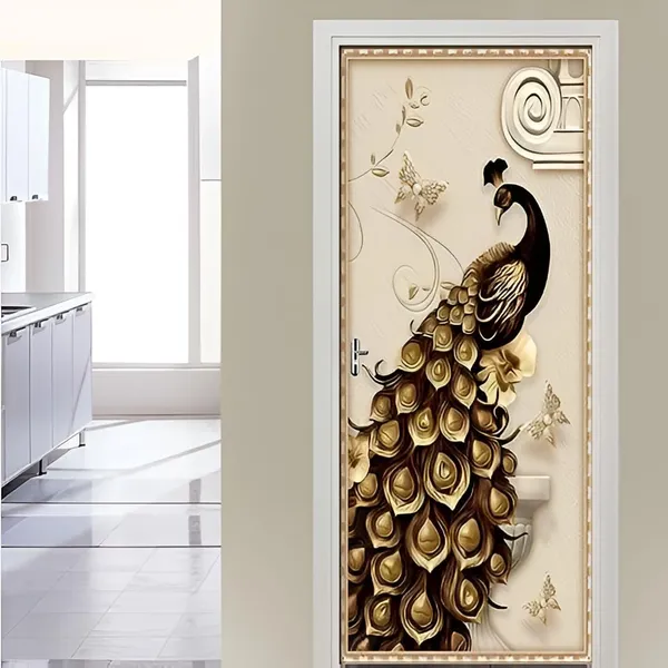 Peacock_3d_Door_Wallpaper