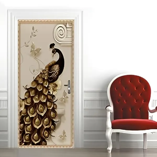 Peacock_3d_Door_Wallpaper