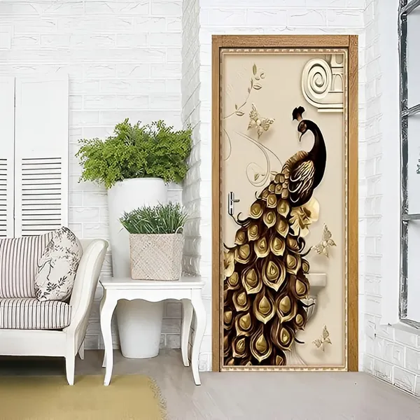 Peacock_3d_Door_Wallpaper