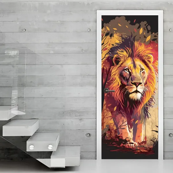 Lion_Door_Wallpaper_Self_Adhesive_Vinyl_Sticker