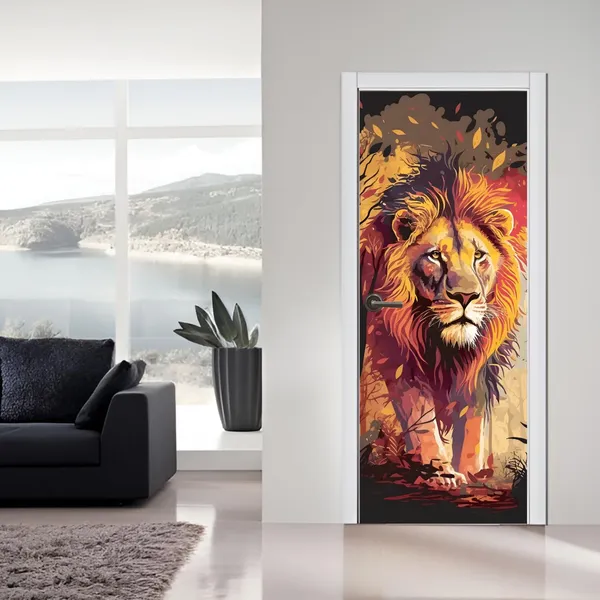 Lion_Door_Wallpaper_Self_Adhesive_Vinyl_Sticker