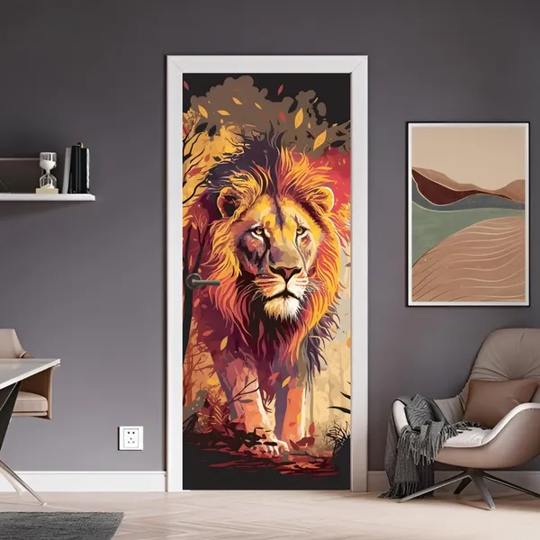 Lion_Door_Wallpaper_Self_Adhesive_Vinyl_Sticker