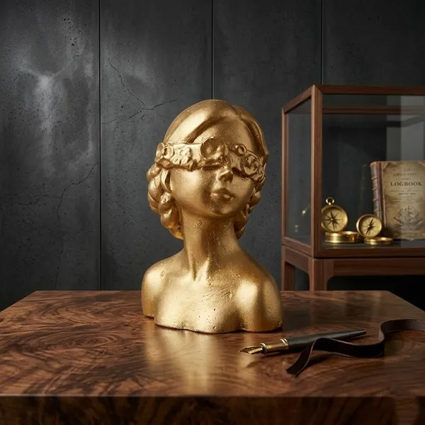 Golden_Decorative_Lady_Bust_Figurine_With_Glasses_And_Braided_Hair