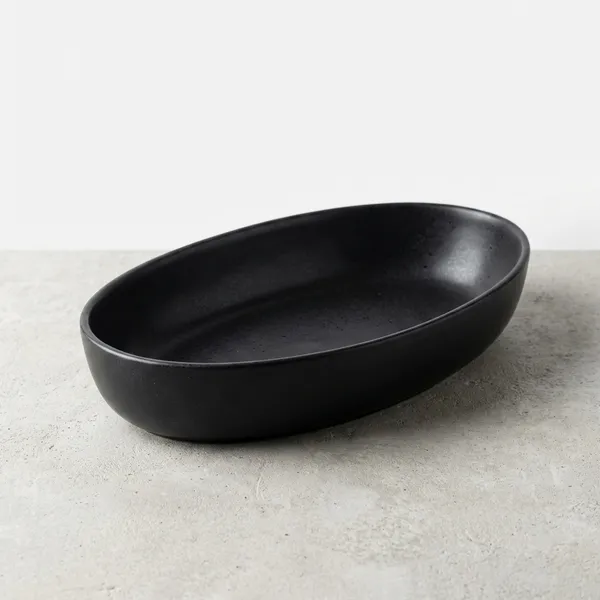 Black_Oval_Serving_Bowl_Matte_Finish_Decorative_Platter