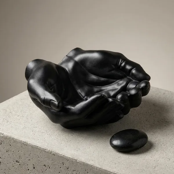 Black_Resin_Cupped_Hands_Decorative_Bowl