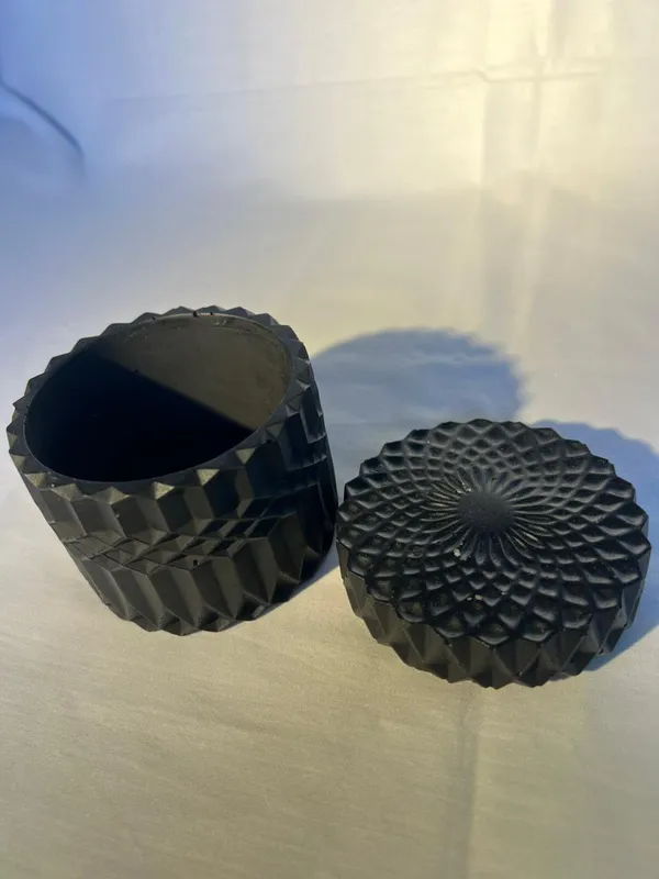 Black_Textured_Cylindrical_Decorative_Vase_Or_Container