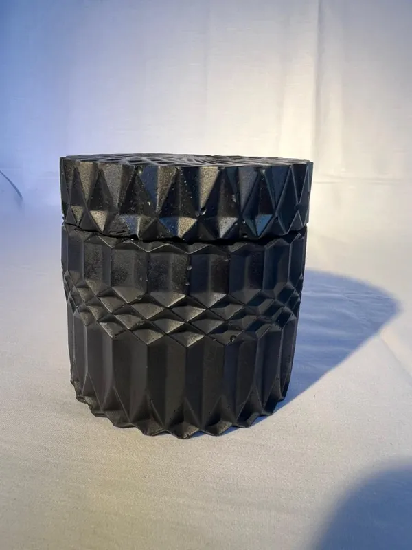 Black_Textured_Cylindrical_Decorative_Vase_Or_Container