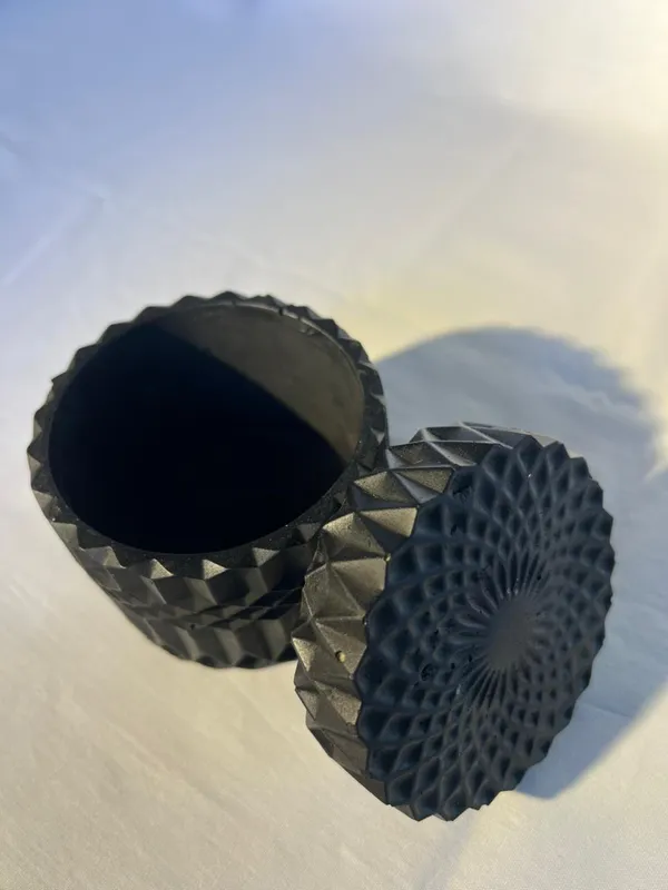 Black_Textured_Cylindrical_Decorative_Vase_Or_Container