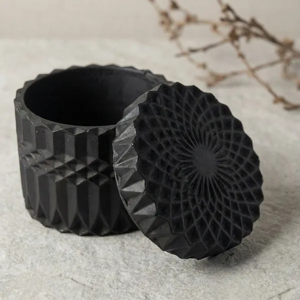 Black_Textured_Cylindrical_Decorative_Vase_Or_Container