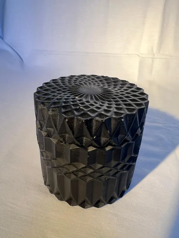 Black_Textured_Cylindrical_Decorative_Vase_Or_Container