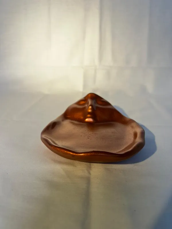 Amber_Brown_Translucent_Glass_Decorative_Showpiece_Abstract_Wave_Design