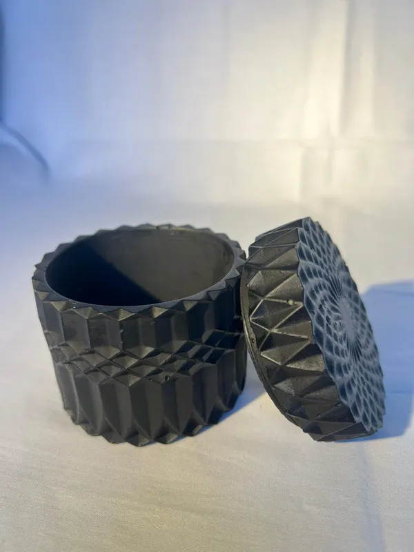 Black_Textured_Cylindrical_Decorative_Vase_Or_Container