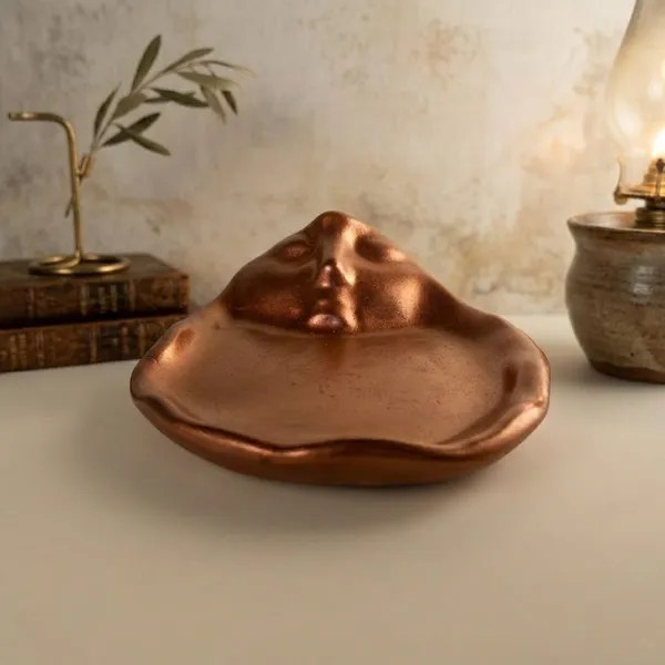 Amber_Brown_Translucent_Glass_Decorative_Showpiece_Abstract_Wave_Design