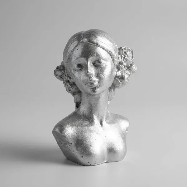 Decorative_Female_Bust_Sculpture_Metallic_Silver_Finish