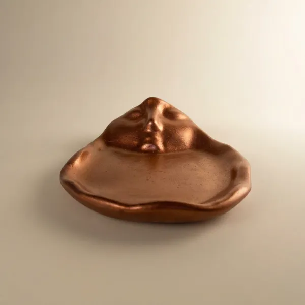 Amber_Brown_Translucent_Glass_Decorative_Showpiece_Abstract_Wave_Design