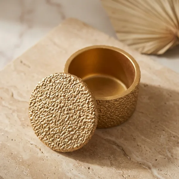 Decorative_Gold_Tone_Textured_Metal_Storage_Jar_With_Lid