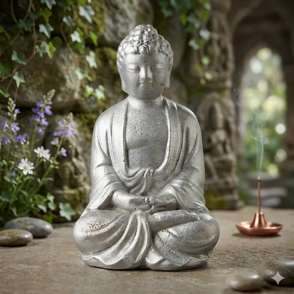Metallic_Silver_Buddha_Meditation_Statue_Peaceful_Home_Decor_Figurine