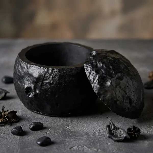 Textured_Dark_Spherical_Storage_Box_With_Lid