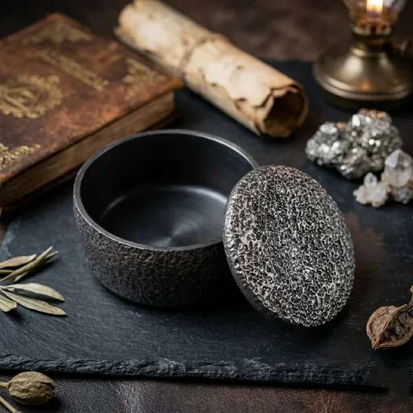 Textured_Black_Round_Storage_Box_With_Lid