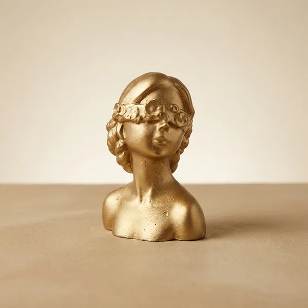 Golden_Decorative_Lady_Bust_Figurine_With_Glasses_And_Braided_Hair