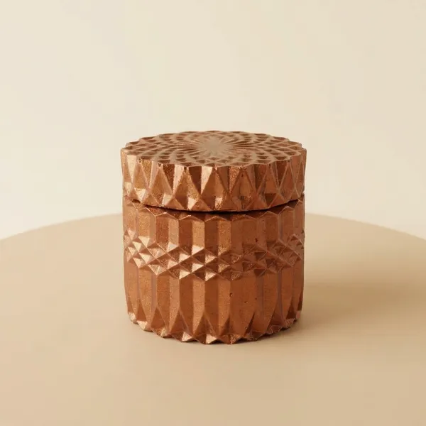 Handcrafted_Amber_Glass_Decorative_Storage_Jar_With_Geometric_Pattern