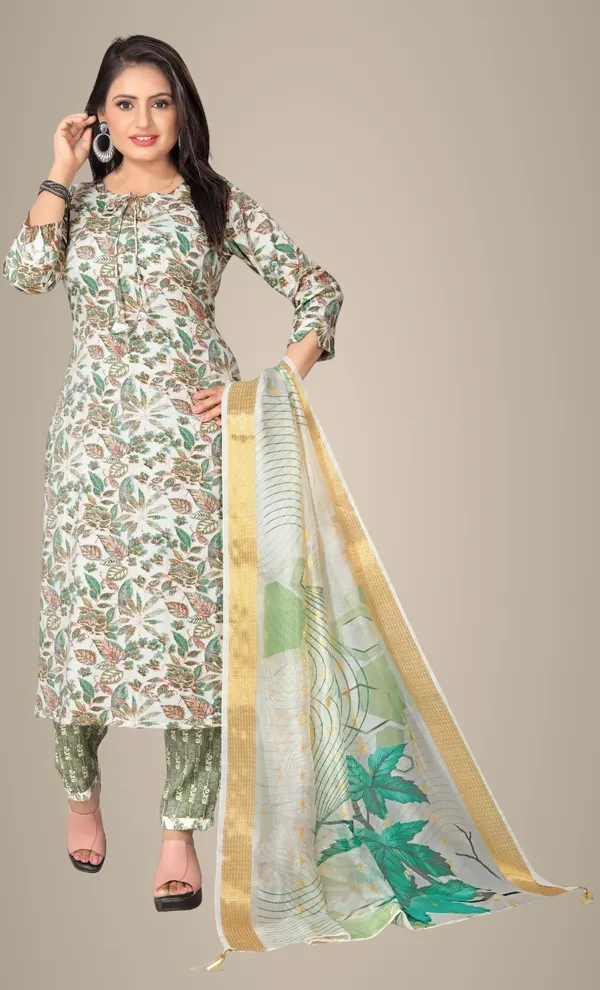 Green_Cotton_Kurta_Pant_Set_For_Women