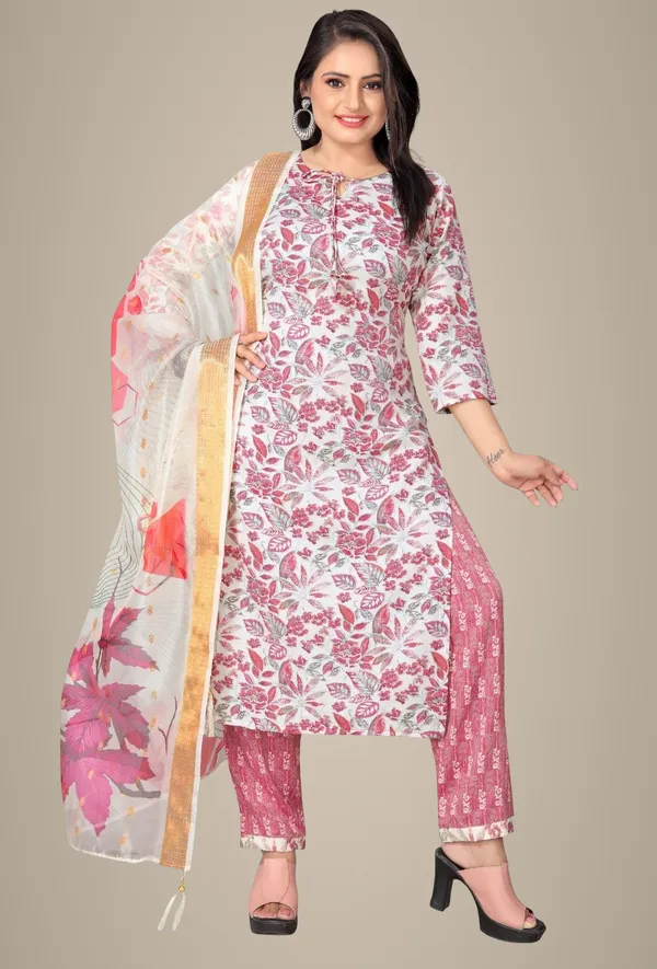 Pink_Cotton_Kurti_Pant_Dupatta_Set_For_Women