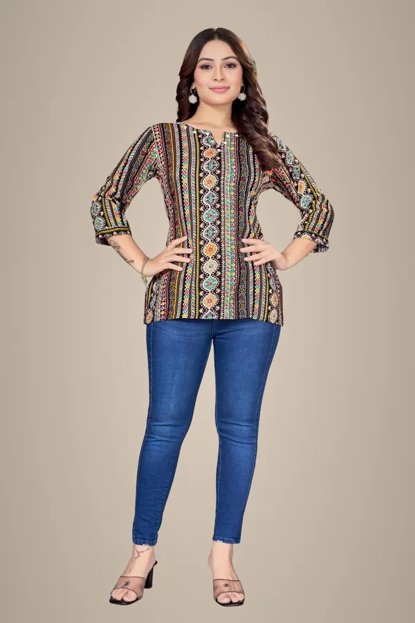 Black_Cotton_Short_Kurti_For_Women