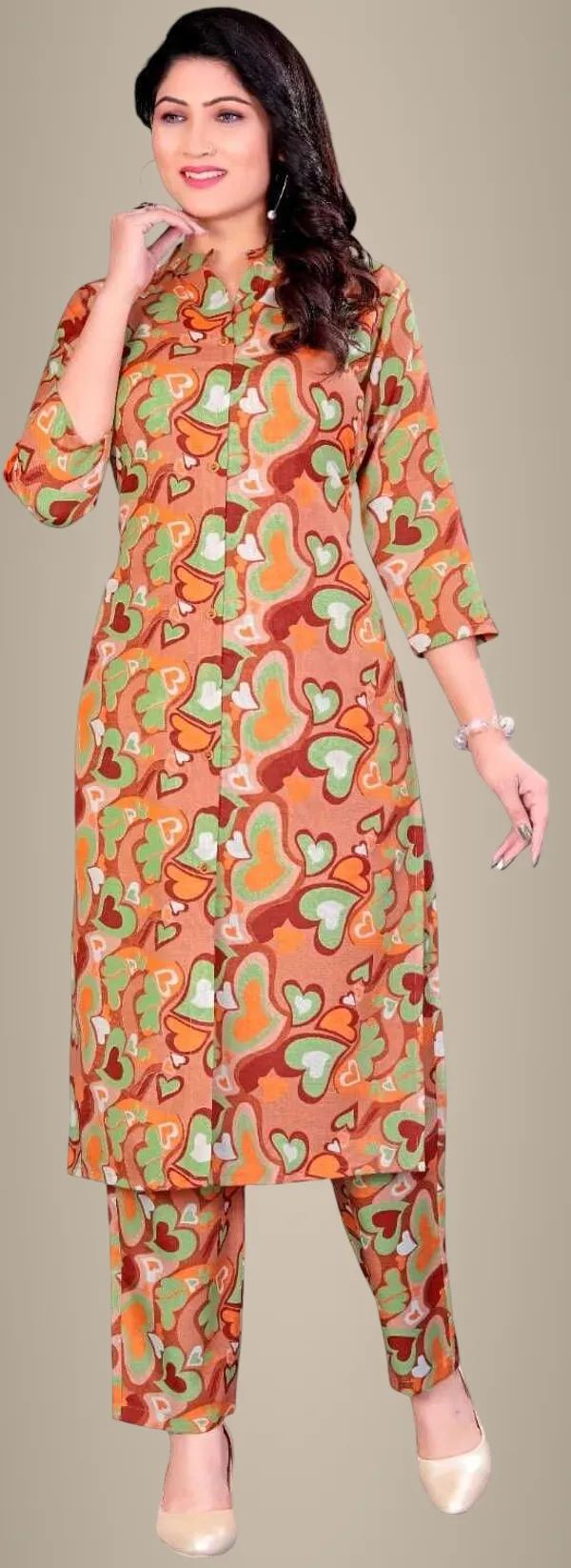 Orange_Cotton_Kurta_Pant_Set_For_Women
