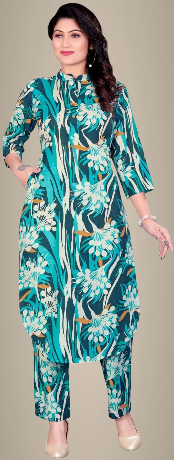 Blue_Cotton_Kurta_Pant_Set_For_Women