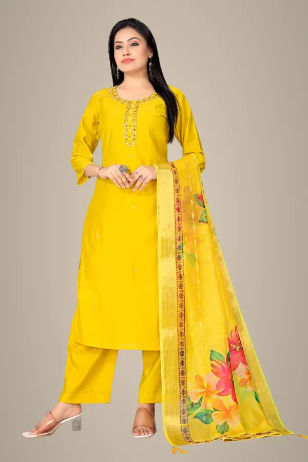 Yellow_Cotton_Kurta_Set_with_Dupatta_For_Women