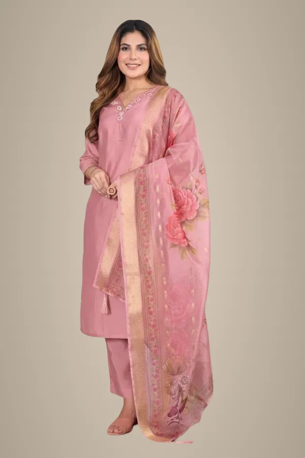 Pink_Cotton_Kurta_Pant_Dupatta_Set_For_Women