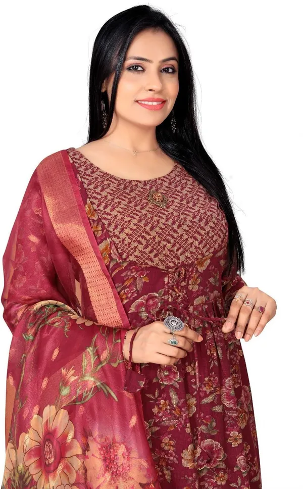 Maroon_Cotton_Kurti_Pant_Dupatta_Set_For_Women