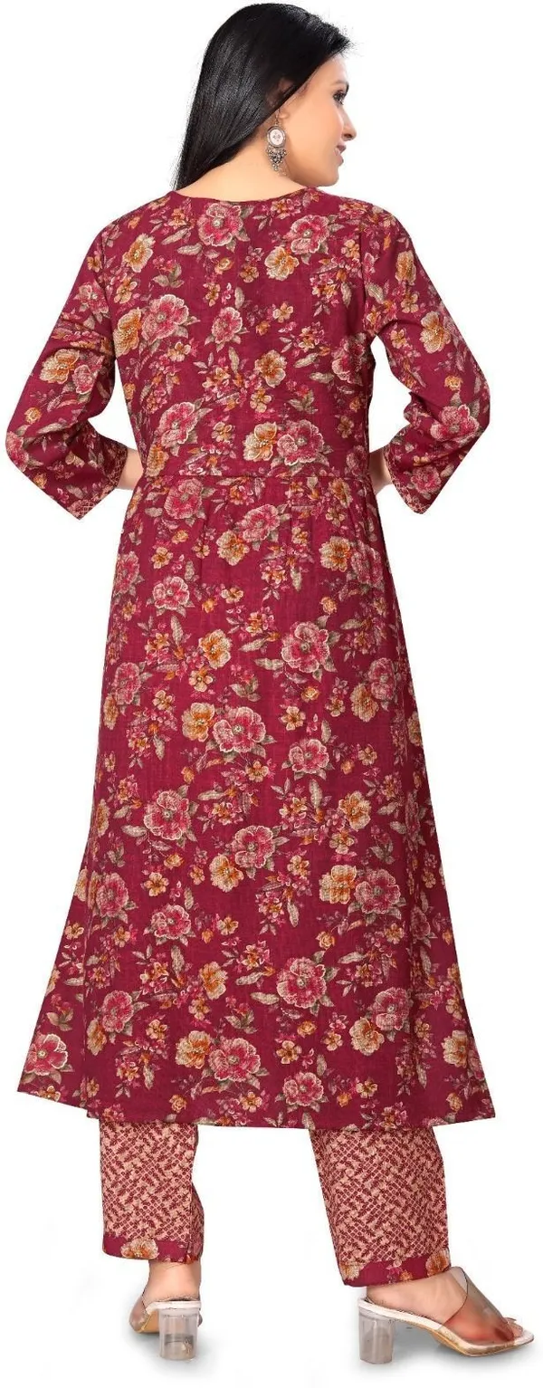 Maroon_Cotton_Kurti_Pant_Dupatta_Set_For_Women