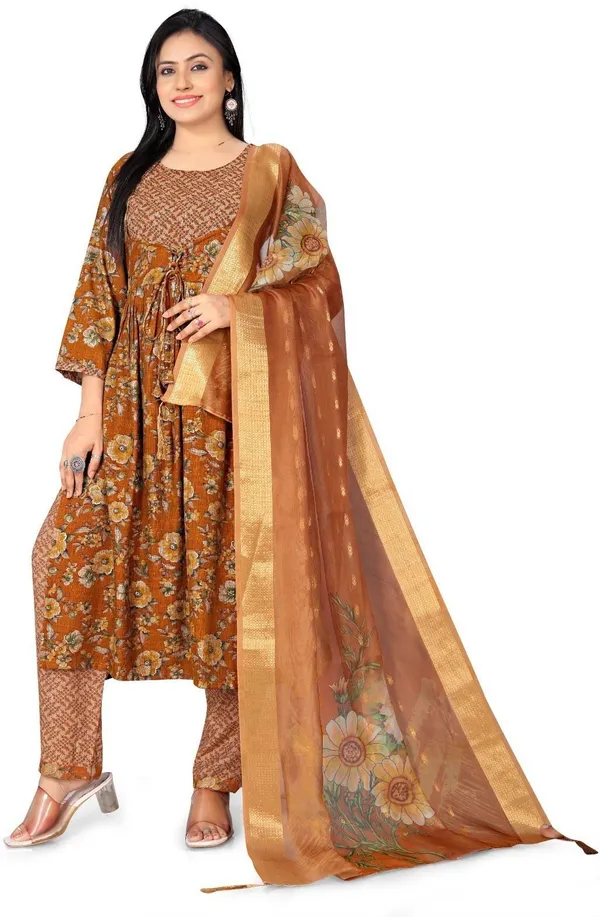 Brown_Cotton_Kurta_Pant_Set_For_Women