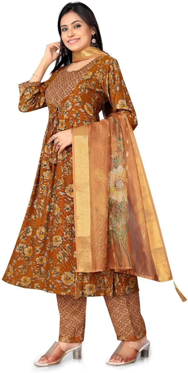 Brown_Cotton_Kurta_Pant_Set_For_Women