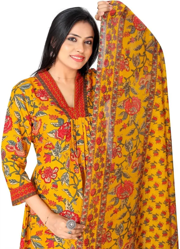 Yellow_Cotton_Kurta_Pant_Set_For_Women