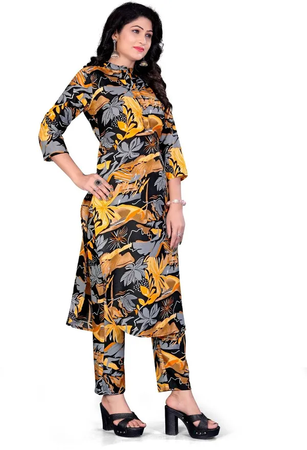 Black_&_Yellow_Cotton_Kurti_Pant_Set_For_Women