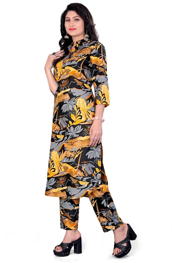 Black_&_Yellow_Cotton_Kurti_Pant_Set_For_Women