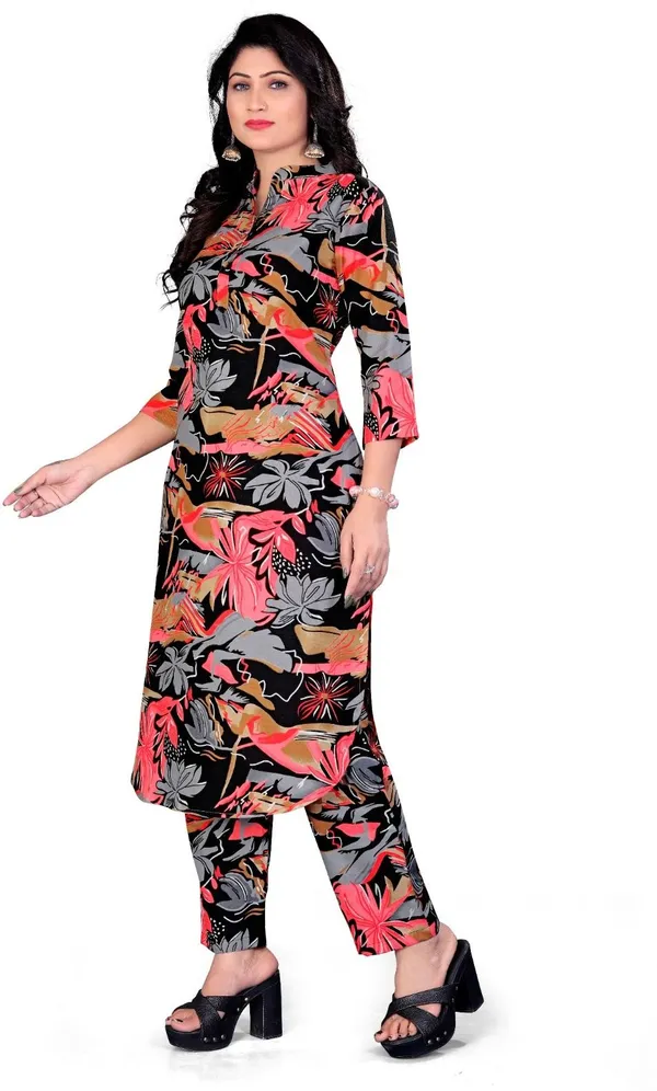 Black_&_Pink_Cotton_Kurta_Pant_Set_For_Women