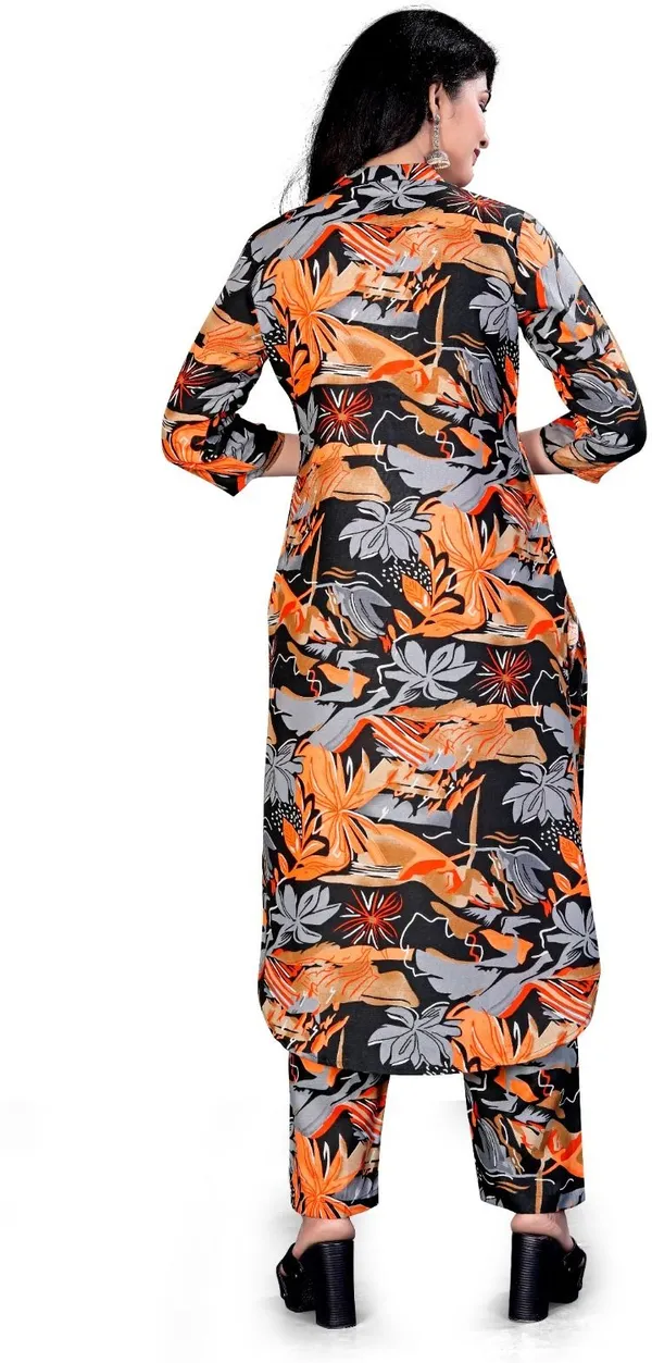 Black_&_Orange_Cotton_Kurti_Pant_Set_For_Women