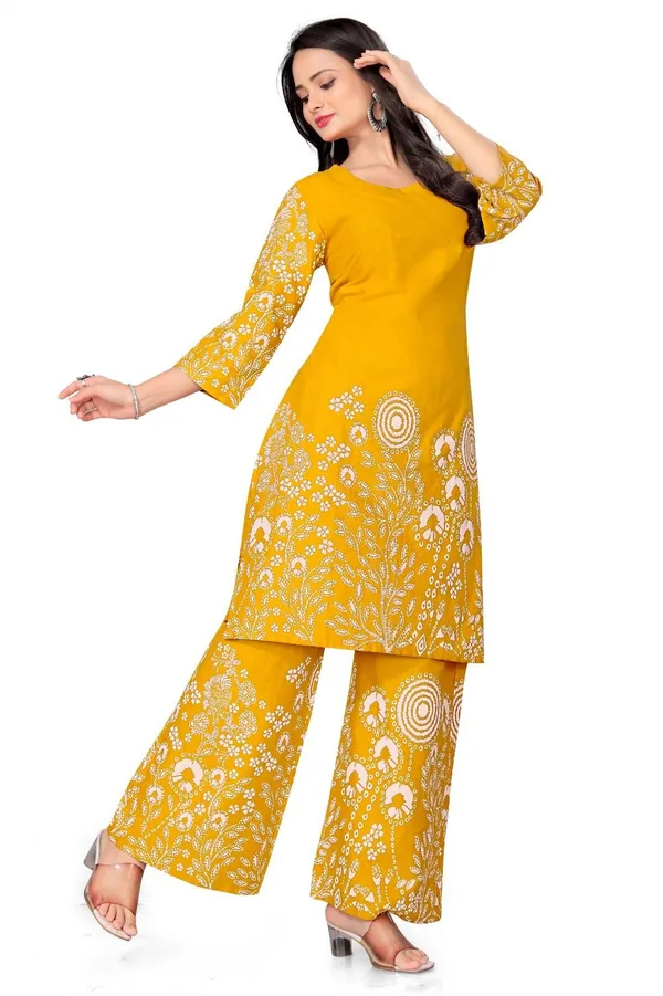 Yellow_Cotton_Kurta_Pant_Set_For_Women