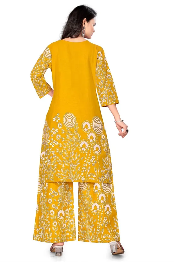 Yellow_Cotton_Kurta_Pant_Set_For_Women