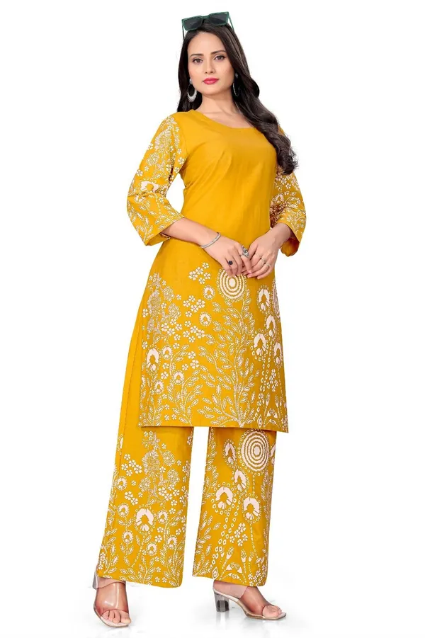 Yellow_Cotton_Kurta_Pant_Set_For_Women