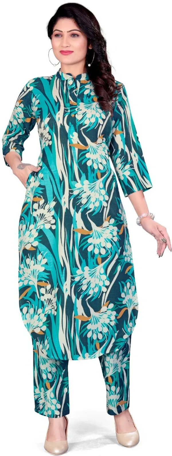 Blue_Cotton_Kurta_Pant_Set_For_Women