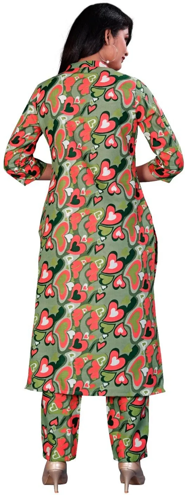 Green_Cotton_Kurta_Pant_Set_For_Women