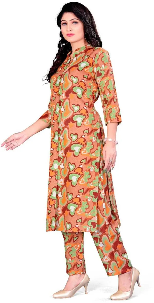 Orange_Cotton_Kurta_Pant_Set_For_Women