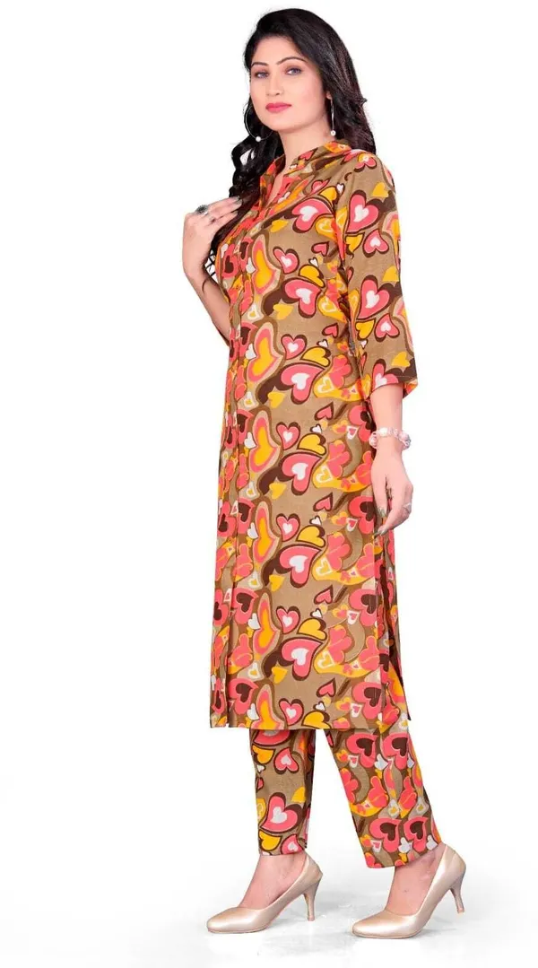 Brown_Cotton_Kurti_Pant_Set_For_Women